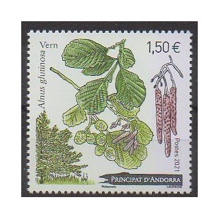 Buy this stamp of French Andorra of the year 2021 (alnus glutinosa).