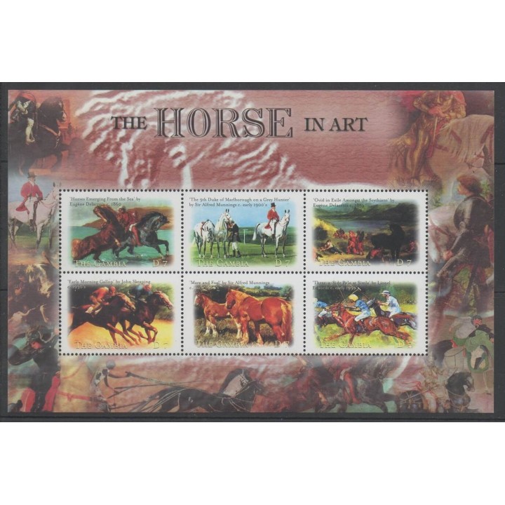 Timbres - chevaux - Gambie - 2000 - No 3385AB/3385AG