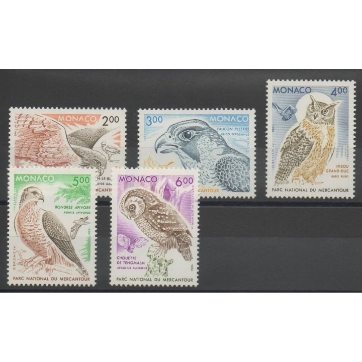 Timbres - rapaces - Monaco  - 1993 - No 1855/1859