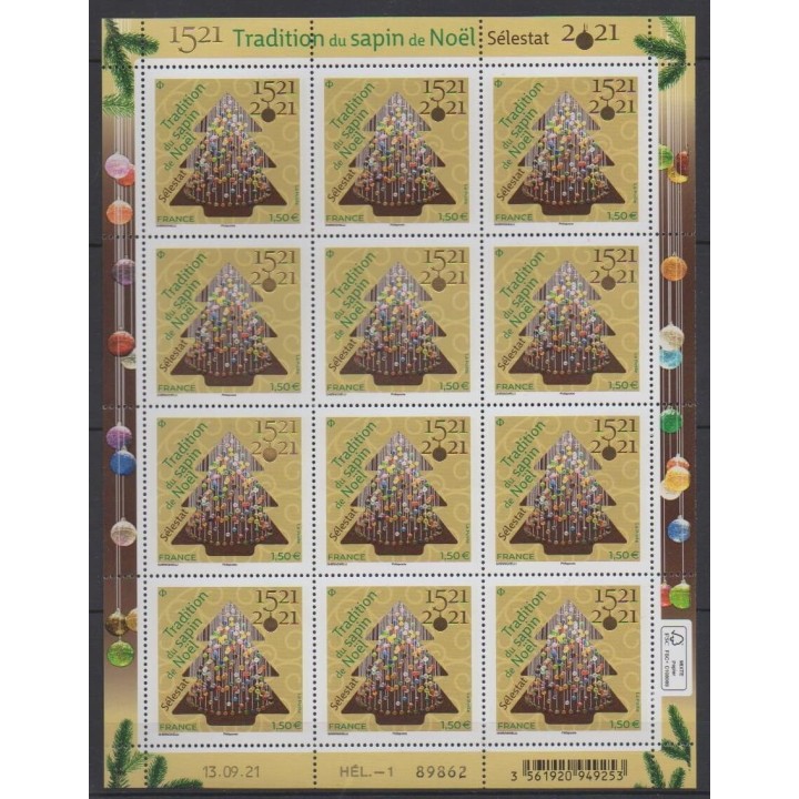 Buy this souvenir sheet  of France of the year 2021 (Nb F45 - Tradition du sapin).