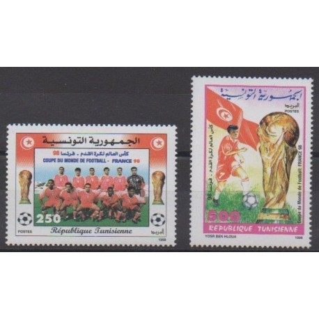 Tunisie - 1998 - No 1332/1333 - Coupe du monde de football