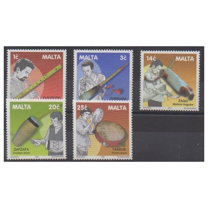 Acheter cette série de timbres de Malte de l'année 2001 (No 1158/1162).