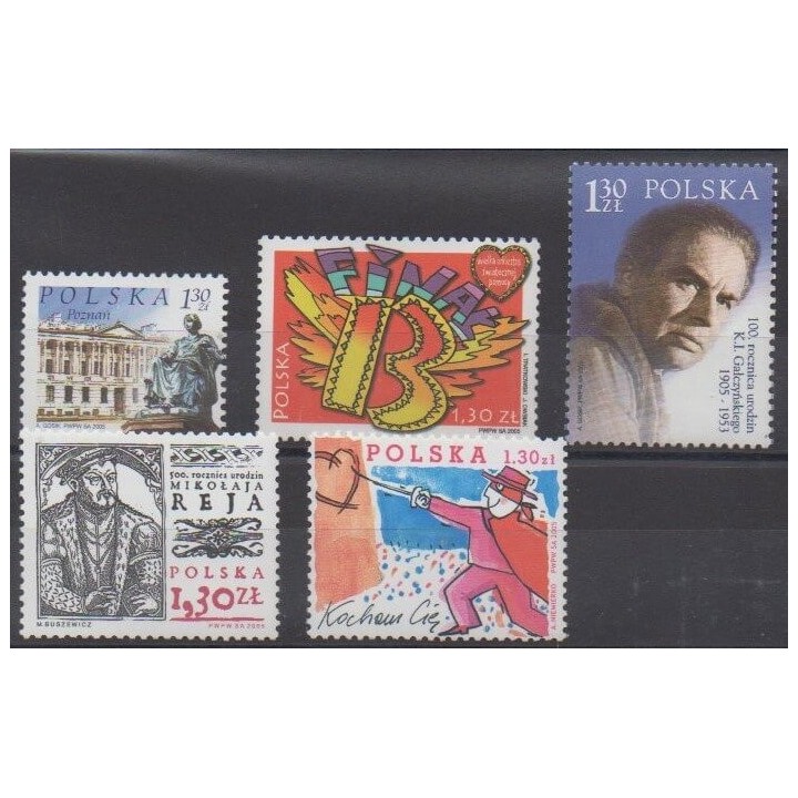 Acheter cette série de timbres de Pologne de l'année 2005 (No 3916/3920).