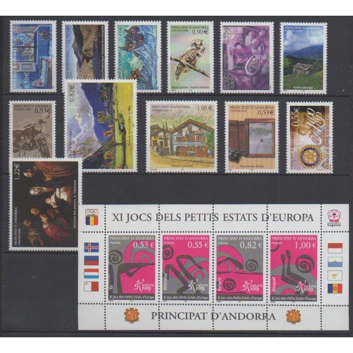 Acheter les timbres d'Andorre français  de l'année 2005 (No 604/619).