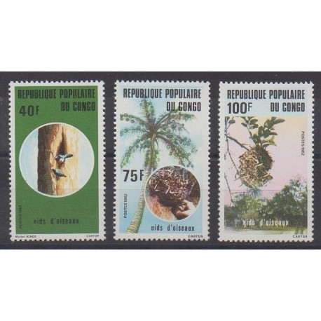 Congo (République du) - 1982 - No 688/690 - Flore - Oiseaux