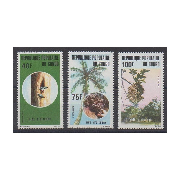 Congo (République du) - 1982 - No 688/690 - Flore - Oiseaux