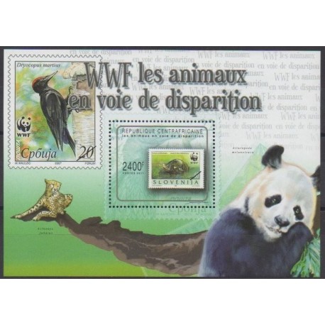 Centrafricaine (République) - 2011 - No BF239 - Timbres sur timbres - Tortues - Espèces menacées - WWF