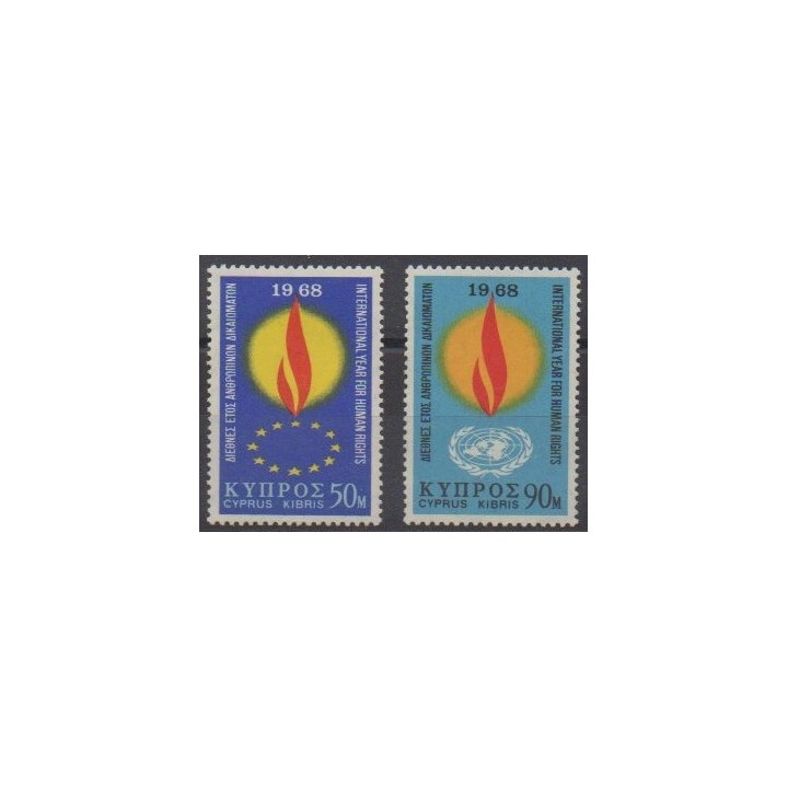 Buy this set of stamps of Cyprus of the year 1968 (Nb 297/298).