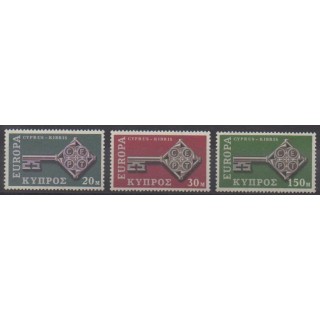 Acheter cette série de timbres de Chypre de l'année 1968 (No 299/301).