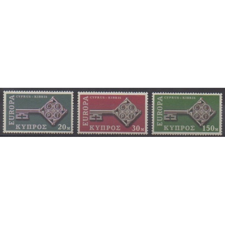Acheter cette série de timbres de Chypre de l'année 1968 (No 299/301).
