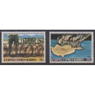 Buy this set of stamps of Cyprus of the year 1984 (Nb 613/614).