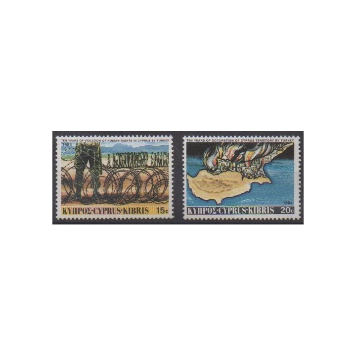 Acheter cette série de timbres de Chypre de l'année 1984 (No 613/614).