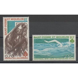 Timbres - jeux olympiques d'été - Saint-Pierre et Miquelon - 1976 - No 450/451