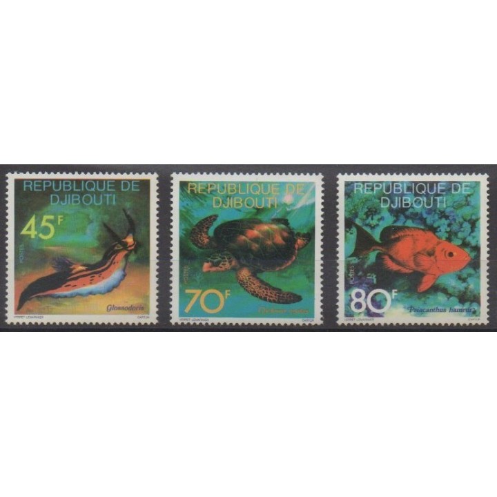 Acheter cette série de timbres de Djibouti de l'année 1977 (No 465/467).