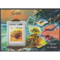 Uganda - 2013 - Nb BF421 - Turtles - Stamps on stamps