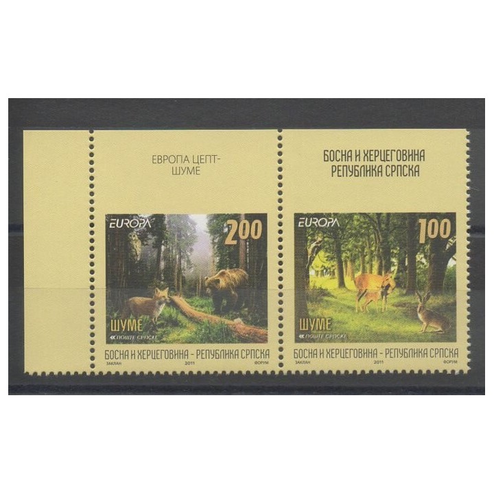 Timbres - arbres - Bosnie-Herzégovine République Serbe - 2011 - No 488a/489a