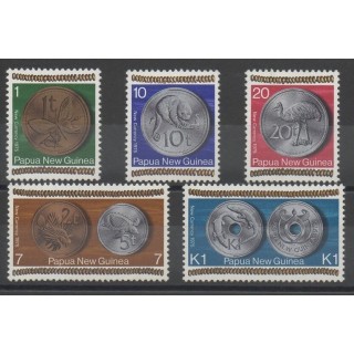 Timbres - monnaies et billets - Papouasie-Nouvelle-Guinée - 1975 - No 282/286