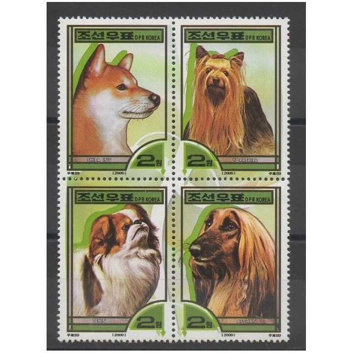 Timbres - chiens - Corée du Nord - 2000 - No 2973/2976