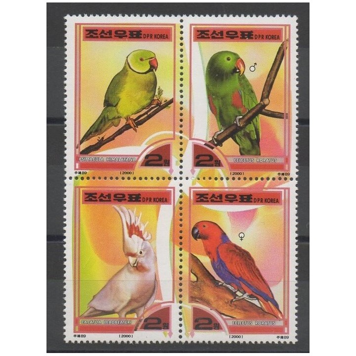 Timbres - oiseaux - Corée du Nord - 2000 - No 2953/5956