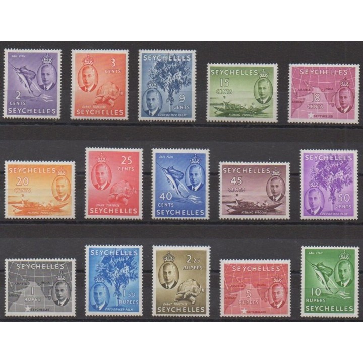 Acheter cette série de timbres des Seychelles de l'année 1952 (No 151/165).