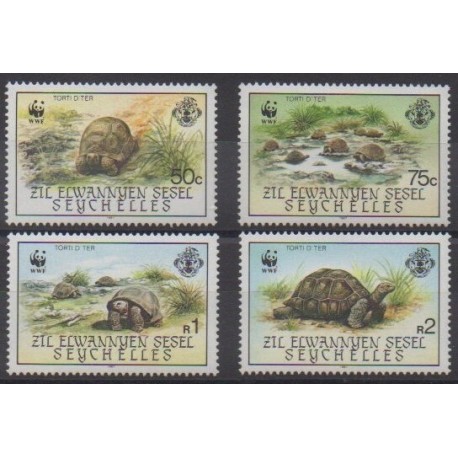Seychelles Zil Eloigne Sesel - 1987 - No 154/157 - Tortues - Espèces menacées - WWF