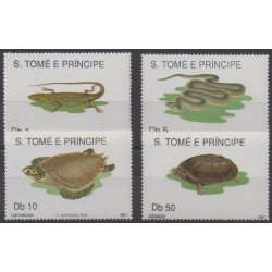 Saint Thomas and Prince - 1991 - Nb 1022/1025 - Reptils - Turtles