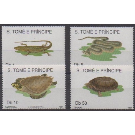 Saint Thomas and Prince - 1991 - Nb 1022/1025 - Reptils - Turtles