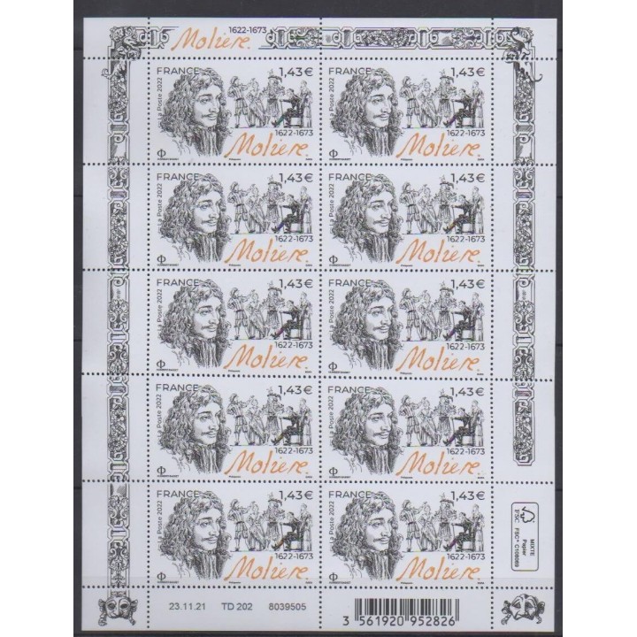 Buy this souvenir sheet  of France of the year 2022 (Nb F47 - Molière).