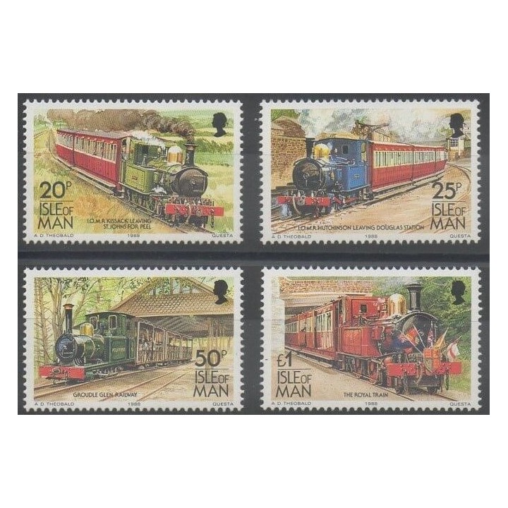 Timbres - trains - Man (Ile de) - 1988 - No 381/384