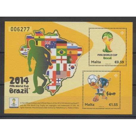 Timbres - coupe du monde de football - Malte - 2014 - No BF 60