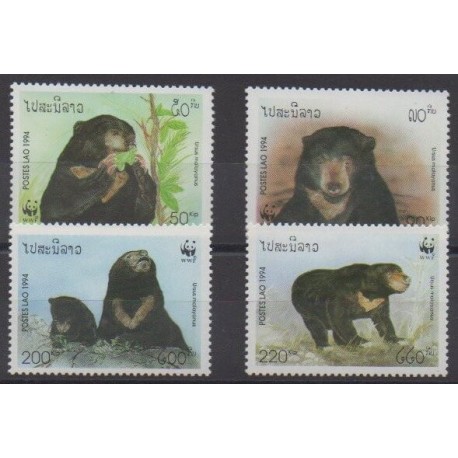 Laos - 1994 - No 1139/1142 - Mammifères - Espèces menacées - WWF