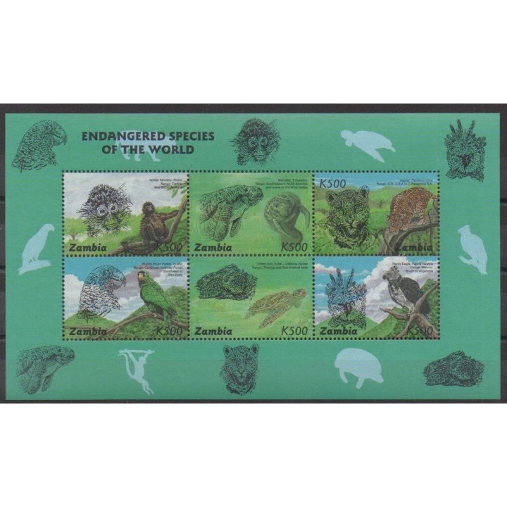 Acheter cette série de timbres de Zambie de l'année 1996 (No 631/636).