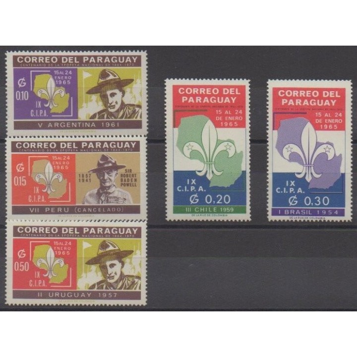 Acheter cette série de timbres du Paraguay de l'année 1965 (No 785/789).