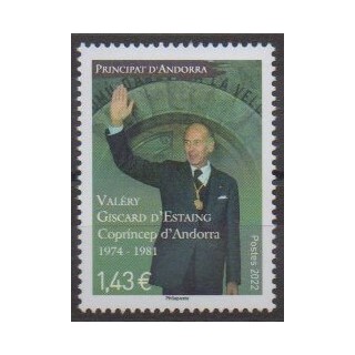 Buy this stamp of French Andorra of the year 2022 (Valéry Giscard d'Estaing).