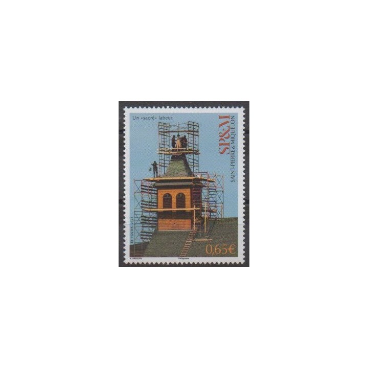 Acheter ce timbre de Saint-Pierre et Miquelon de l'année 2022 (Un sacré labeur).