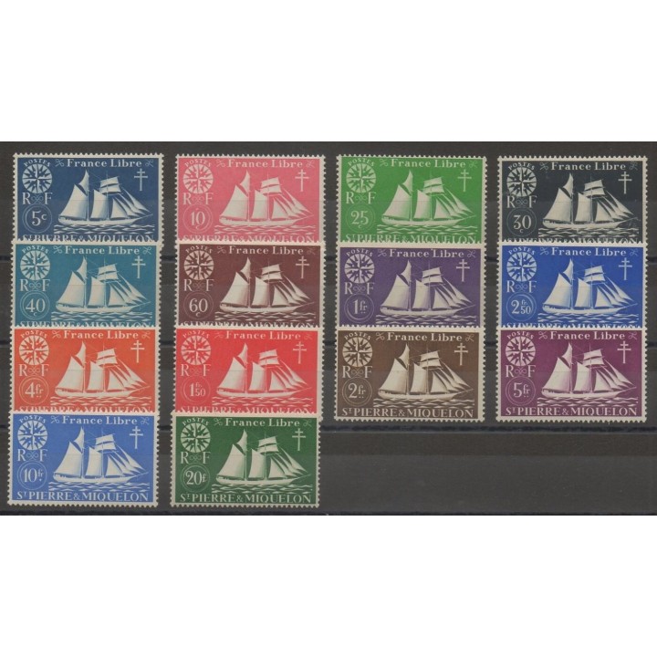 Timbres  - Saint-Pierre et Miquelon - 1942 - No 296/309