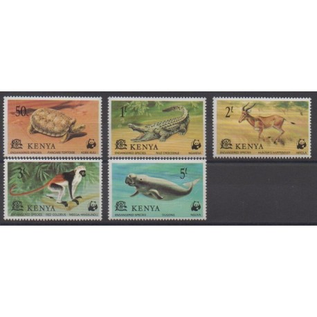 Kenya - 1977 - Nb 86/90 - Animals - Endangered species - WWF