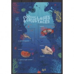 France - Blocks and sheets - 2022 - Coquillages et crustacés - Sea life