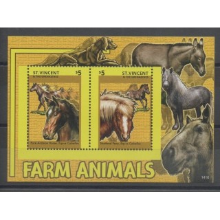 Timbres - chevaux - Saint-Vincent - 2014 - No BF 712