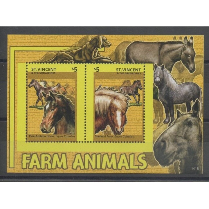 Stamps - horses - Saint Vincent - 2014 - Nb BF 712