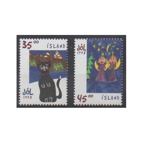Islande - 1998 - No 853/854 - Noël - Dessins d'enfants