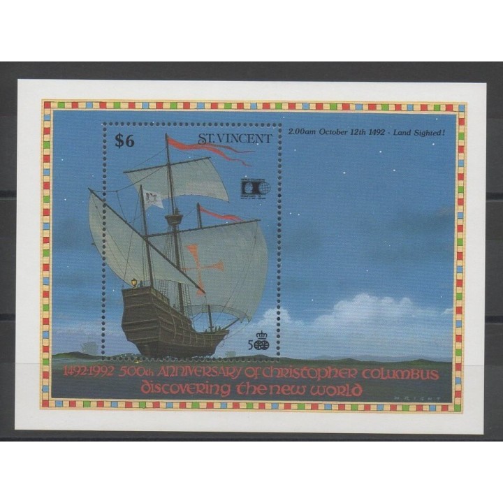 Timbres - Christophe Colomb - Saint-Vincent - 1992 - No BF 168