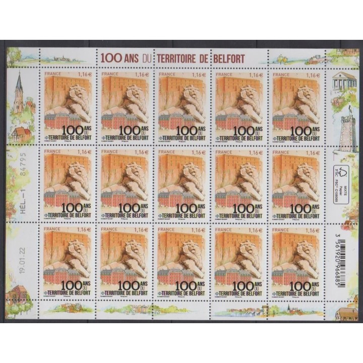 Buy this souvenir sheet  of France of the year 2022 (Nb F54 - Territoire de Belfort).
