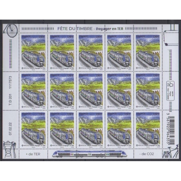 Buy this souvenir sheet  of France of the year 2022 (Nb F55 - Voyager en TER).
