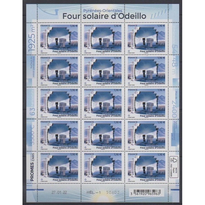 Buy this souvenir sheet  of France of the year 2022 (Nb F57 - Four solaire d'Odeillo).