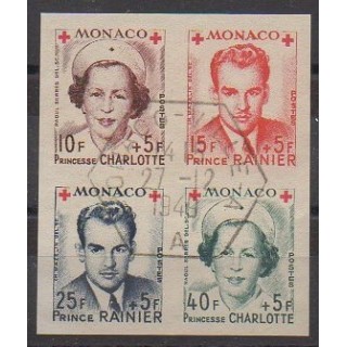 Acheter cette série de timbres de Monaco de l'année 1949 (No 334B/337B - Bloc de 4 ). - Oblitéré