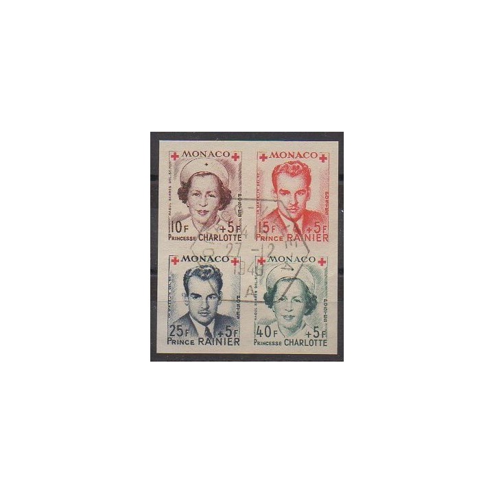 Acheter cette série de timbres de Monaco de l'année 1949 (No 334B/337B - Bloc de 4 ). - Oblitéré