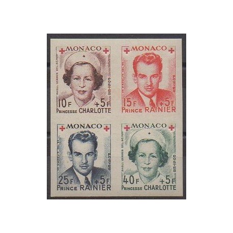 Monaco - 1949 - Nb 334B/337B - Bloc de 4 - Health or Red cross