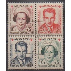 Monaco - 1949 - No 334A/337A - Bloc de 4 - Santé ou Croix-Rouge - Oblitérés