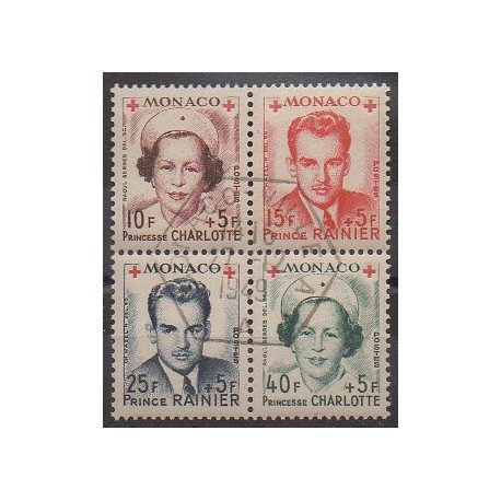 Monaco - 1949 - No 334A/337A - Bloc de 4 - Santé ou Croix-Rouge - Oblitérés